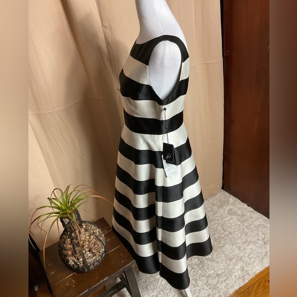Adrianna Papell Stripe Mikado Fit & Flare Dress - Picture 6 of 12